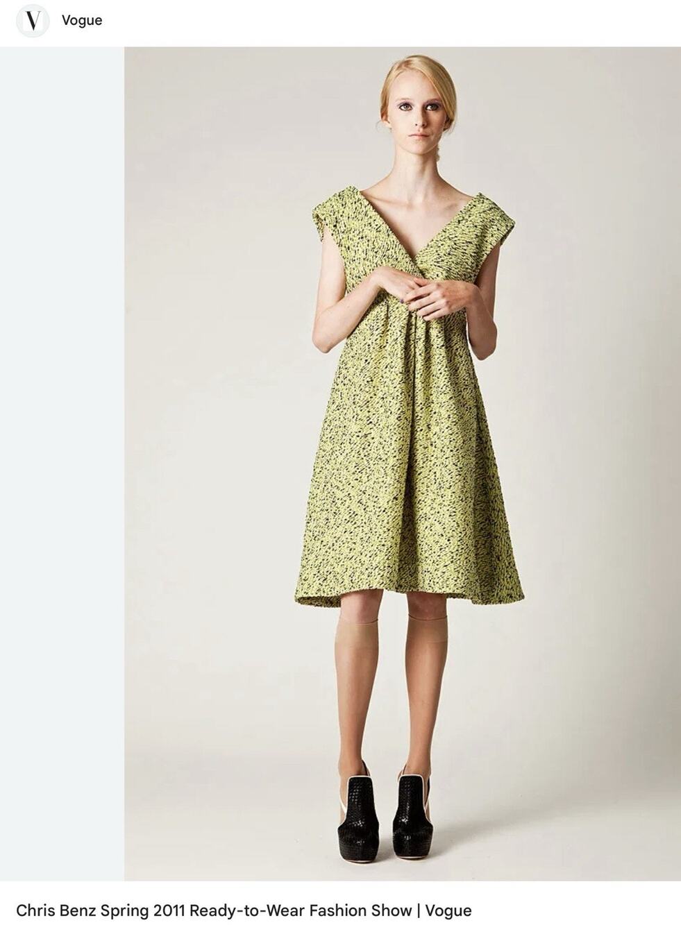 Chris Benz Rare Vogue Runway Dress - Size 4 Neon Green Tweed, USA Holiday Party